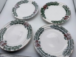 4 Ambiance~Vintage Pine~By Nanette Vacher~ Salad/Lunch Plate 8.25” Disco... - £54.50 GBP
