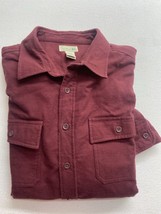 LL Bean Chamois Flannel Shirt Burgundy Mens XL Cotton Long Sleeve Button Front - £18.17 GBP