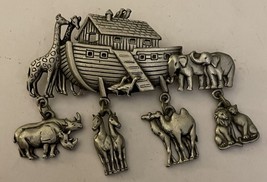 Noah’s Ark Brooch Pin Animal Charms Signed JJ - £7.46 GBP