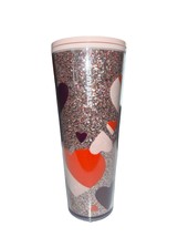 Starbucks 24oz Venti Cold Cup Tumbler Heart Valentine&#39;s 2021 Red Pink Gl... - $16.29