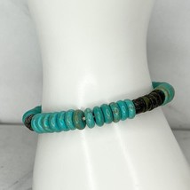 Faux Turquoise and Brown Beaded Stretch Bracelet - £5.17 GBP