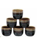 Glazed Ceramic Brown And White Japanese Wine Ochoko Sake Cup Pack of 6 Cups - $34.29 CAD