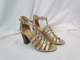 NIB XOXO Gold Metallic Weave Strapped Open Toe Ankle Strappy Back Zip He... - $30.39