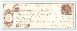 1871 James Otis Bank Check - $19.80