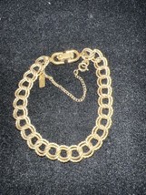 Vtg Monet Charm Bracelet Textured Links Gold Tone 7.5 in Free Shipping - £24.03 GBP