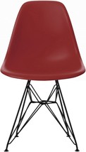 2Xhome Red - Plastic Side Chair Black Eiffel Base Dining Room Chair - Lounge - £89.99 GBP