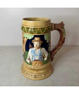 Vintage 1970s Hunter With Deer Beer Stein 9" Hand Painted 3-D Mug Oktoberfest Un - €29,96 EUR