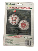 WonderArt Counted Cross Stitch Puffy Christmas Ornaments Set of 2 #5705 - £6.35 GBP