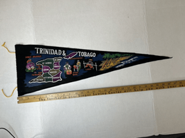 TRINADAD &amp; TABAGO Pennant Felt Vintage-Black Steel Band Limbo EUC 24x8 B... - $8.79