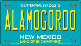 Alamogordo New Mexico Teal Novelty Mini Metal License Plate Tag - £11.88 GBP