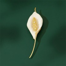 Rhinestone Enamel Lily Flower Brooches For Women Simple Charm Office Bro... - £15.17 GBP