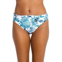 La Blanca Santorini Sun Shirred Band Hipster Bikini Bottom Floral White Blue 10 - £18.92 GBP