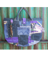 Women&#39;s handmade summer bag made of denim in patchwork style for every day. - $120.00