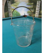 Crystal Bucket Silverplate Handle Etched Flowers 8 X 6&quot; ^^^ - $74.67 CAD