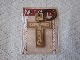 Small Russian Christian Wooden Pectoral Cross Pendant Rope Cord Car Rear... - $25.00
