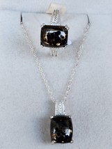 Shungite Matrix Pendant &amp; Ring Set in 925 Sterling Silver, Sz 7, 20 Inches - £29.28 GBP