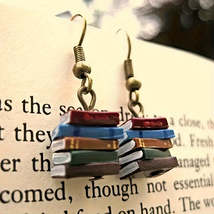 Bohemian Party Earrings Vintage Book Stacking Dangles for Men - £11.95 GBP