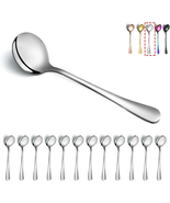 12-Piece Stainless Steel round Soup Spoons - Dinner &amp; Table Spoons, Silv... - $16.76