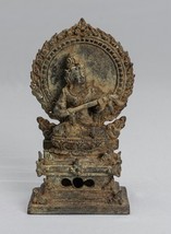 Antigüedad Java Estilo Majapahit Sentado Bronce Devi Tara Estatua - 14cm/15.2cm - £401.63 GBP