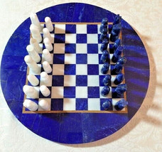 Blue Lapis Lazuli Marble Stone Chess Set With Chess Pieces Puzzles Board Game - $465.06