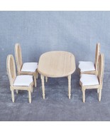 AirAds Dollhouse 1:12 scale wood furniture dining table chairs Set 5; un... - £19.62 GBP