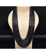 Natural Black Jade Beads Tube 5 L 1579 Ct Big 16 mm Gemstone Fashion Nec... - $7,764.30 MXN