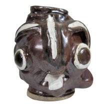 Handmade hobbyist jumbled face pottery piece of art decor signed CG earth  - £31.08 GBP