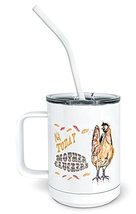 PixiDoodle Farmhouse Decor - Cussing Chicken Insulated Coffee Mug Tumbler with S - £29.31 GBP