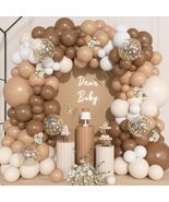Brown Balloon Arch Kit – 157pcs Beige, White &amp; Gold Garland for Baby Shower - $39.99
