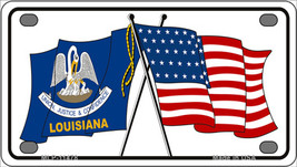 Louisiana Crossed US Flag Novelty Mini Metal License Plate Tag - £11.77 GBP