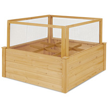 Costway Raised Garden Bed Wooden Garden Box With 9 Grids &amp; Critter Guard... - £208.31 GBP