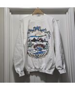 Vintage 80s Christmas Winter Wonderland White Crewneck Sweatshirt Men&#39;s L - €24,40 EUR