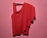 Chicos Red Top 1 Ruffle One Cold Shoulder Top 3/4 Sleeve Runaway Red NWT... - £19.41 GBP