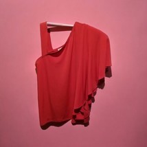 Chicos Red Top 1 Ruffle One Cold Shoulder Top 3/4 Sleeve Runaway Red NWT Chico&#39;s - £19.44 GBP