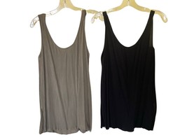 Express Tank Tops Womens Size Large Black and Brown Medium Rayon Crinkle Texture - £13.40 GBP