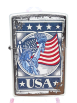 Statue Of Liberty &amp; American Flag Authentic Zippo Lighter Street Chrome ... - $29.99