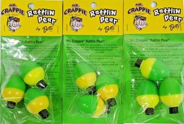 Mr Crappie Rattlin Pear 1&quot; Yellow Green Floats Bait New 3 Pack-Lot of 3 Packs - £11.81 GBP