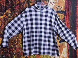 Women&#39;s Checkered Long Sleeve Turtle Neck Blouse By Fashion Bug / Size 18/20 - £11.77 GBP