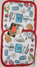 Set of 2 Printed Kitchen Pot Holders w/silver back, 7&quot;x7&quot;,KITCHEN ITEMS,... - $7.91