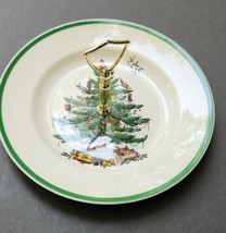 Spode Christmas Tree Tidbit Tray Handle Canape Cookie Plate Appetizer - £22.27 GBP