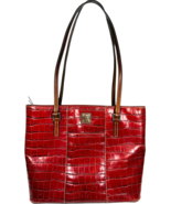 Authentic Dooney &amp; Bourke Red Bordeaux Charlotte Crocodile Pattern Leath... - $1,054.34 MXN