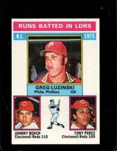 1976 TOPPS #195 GREG LUZINSKI/JOHNNY BENCH/TONY PEREZ EXMT NL RBI LEADE ... - $1.72