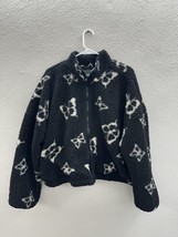 Wild Fable Womens Jacket Size XXL Black Butterfly Sherpa Fleece Zip Up Lined - $23.00