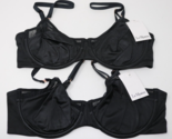 Le Mystere Black Satin &amp; Mesh Unlined Bra 36C New w/ Tags 3316 Lot of 2 - £37.88 GBP