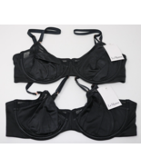 Le Mystere Black Satin &amp; Mesh Unlined Bra 36C New w/ Tags 3316 Lot of 2 - £37.23 GBP