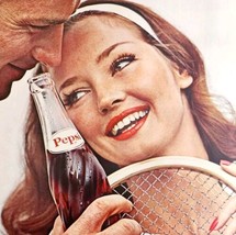 1962 Pepsi Cola Tennis Advertisement Soda Pop Young Beautiful Woman HM2J - $29.99