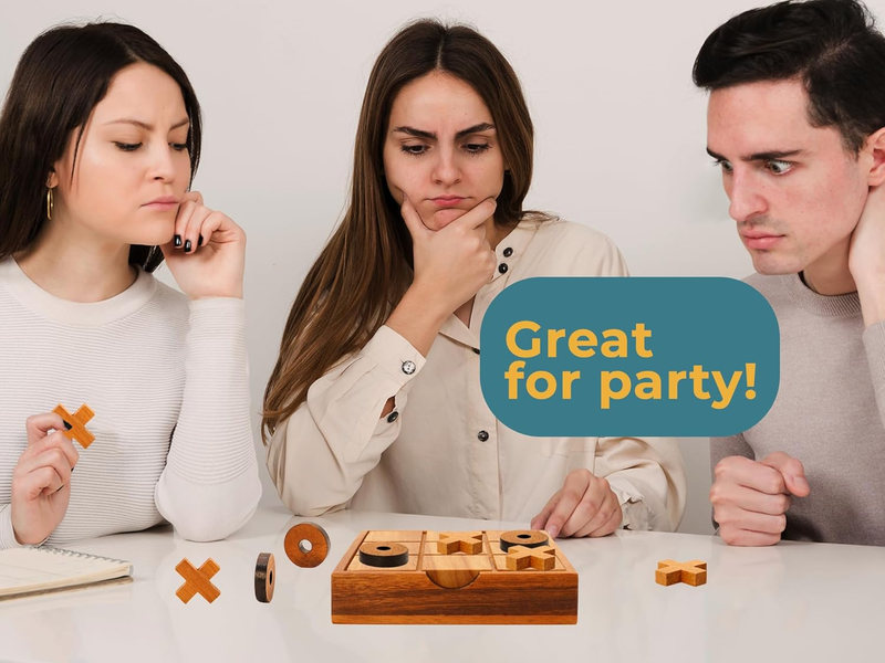 Wooden Tic Tac Toe Game - Brain Teaser Puzzles for Adults and Unique Gifts for K Item image 6