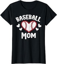 Baseball Mom Heart Family Matching Mommy Mama Women T-Shirt - £12.57 GBP+