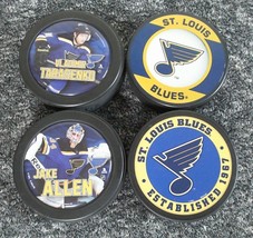 Lot Of 4 St. Louis Blues Hockey Pucks Jake Allen Vladimir Tarasenko NHL ... - $24.99