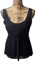Beachsissi Scoop Neck Ruffle Hem Tankini Swimsuit Women&#39;s XL Black Beach... - $13.23